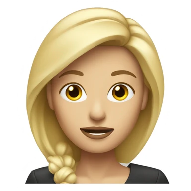 Blonde woman news reporter with microphone sticker