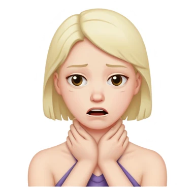 person frowning with hands across their neck to imitate choking themselves  sticker