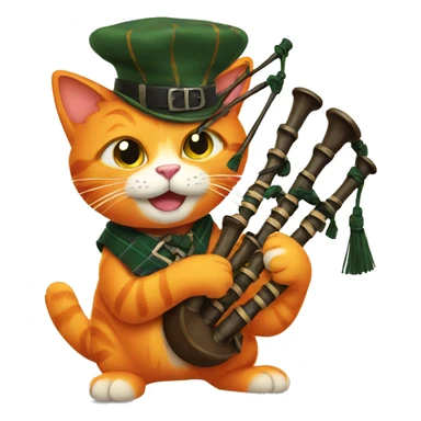 orange cat with bagpipes sticker
