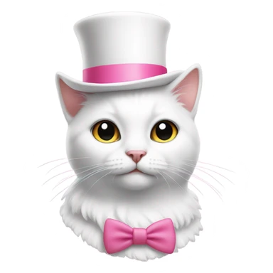 White cat wearing pink top hat sticker