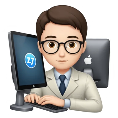 profesor joven usando una computadora  sticker