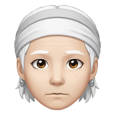 Gabimaru the Hollow, close-up face, white hair, headband, piercing gaze, minimalist sticker