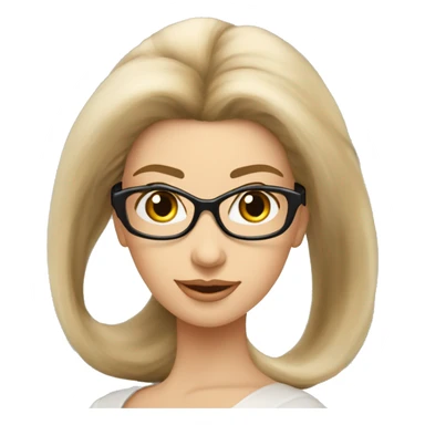 Femme vielle cheveux lisse long beige lunette sticker