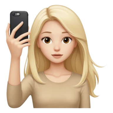  beautiful pale blonde girl with long hair taking selfie in beige top sticker