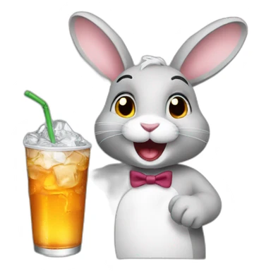 a rabbit drinking soda sticker