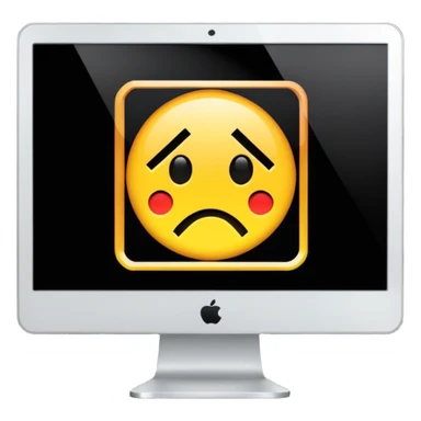 make a computer screen with a error emoji no face like a glitch sticker