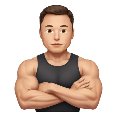 elon musk with abs flexing muscle sticker