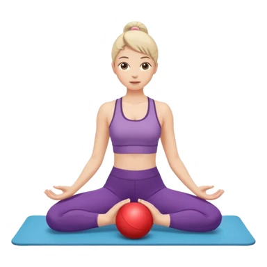 generate a pretty woman doing pilates on a mat with a small ball sticker