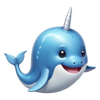Cinematic Comical Cute Narwhal Portrait Emoji, Head tilted dramatically with an exaggeratedly amused expression, featuring a uniquely curved tusk, a sleek body with wide, comically expressive eyes brimming with playful disbelief, Simplified yet hilariously expressive features, highly detailed, glowing with a slightly sassy oceanic glow, high shine, dramatic yet playful, stylized with an air of cheeky marine mischief, soft glowing outline, capturing the essence of a meme-worthy cute narwhal that looks ready to side-eye its way into viral fame! sticker
