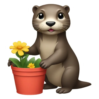 can you make an otter holding a flower bucket sticker