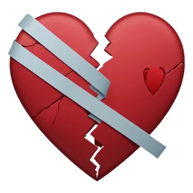 a dark red broken heart taped a little tape band sticker