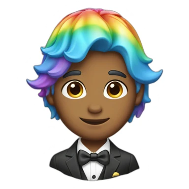 Posh-boy-with-suit-and-rainbow-unicorn-hat sticker