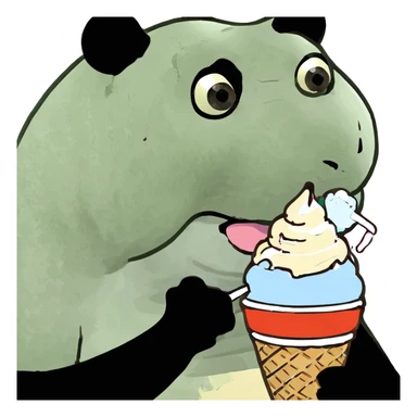 Panda eating ice cream on a surf board sticker