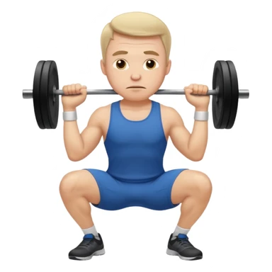 white man doing squat workout, neutral face expression sticker