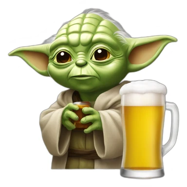 Yoda en train de boire une bière sticker
