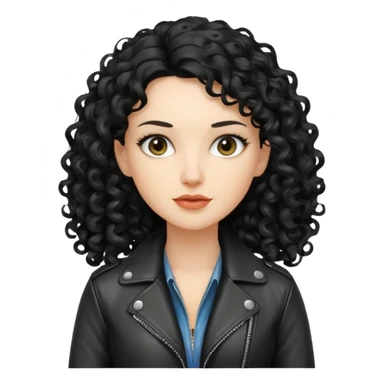 Chica blanca, con cabello negro largo y rizado, con chaqueta de cuero,arquitecta sticker