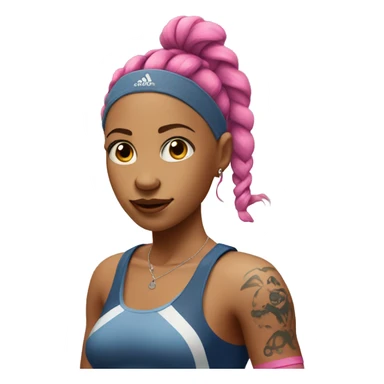 Tennis girl with pink braids and arm tattoos sticker