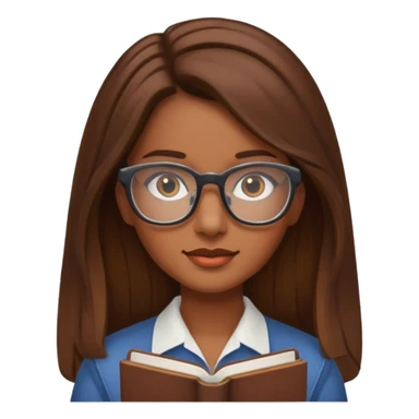young woman librarian bot brown long hair sticker