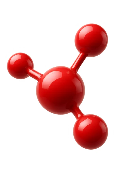 molecola chimica rossa 3d sticker