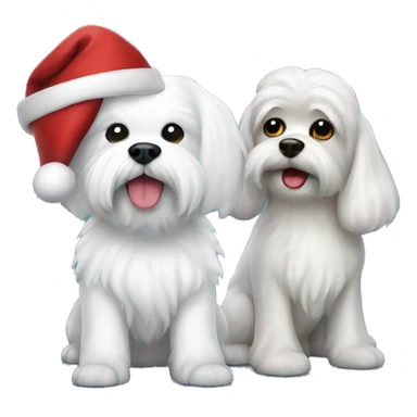  white maltese dog and Santa Claus  sticker