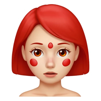 woman with red acne face sticker