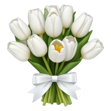 white tulip bouquet  with a white bow sticker