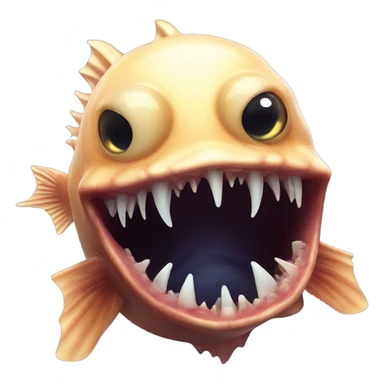 Anglerfish with a glowing lure hanging from its forehead, sharp teeth, and big eyes. sticker