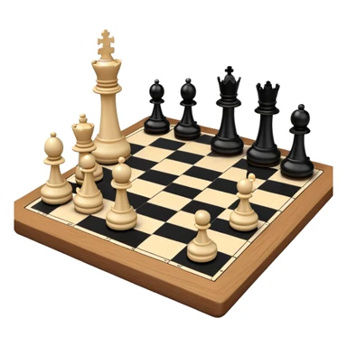 A chessboard with a few strategically placed pieces, including a king, queen, and pawns. The scene highlights the classic black and white squares of the board, emphasizing strategy and thoughtfulness in the game of chess. sticker