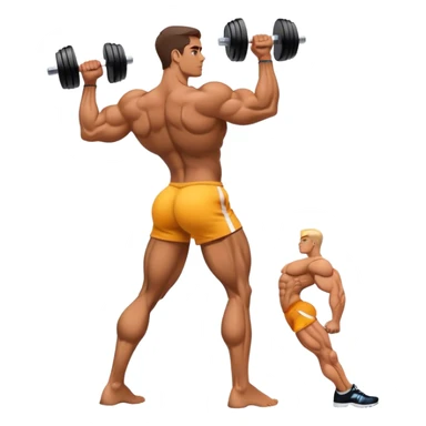 side-view bodybuilder dumbbell lunges sticker
