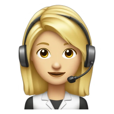 secretaire blonde avec un casque téléphone coupe de cheveux au carré sticker