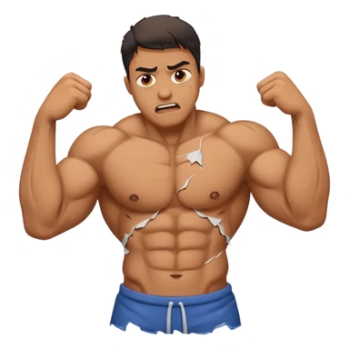 Strong man with in pain emotions and broken body  sticker