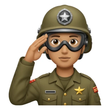 Soldier saluting with helmet + mask sticker