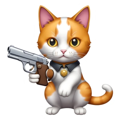cat holding a pistol sticker