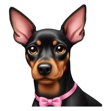 black tan pinscher big ears pink bow sticker
