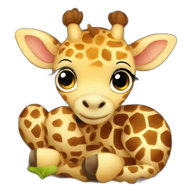 Cute baby giraffe lying down in a nest sticker