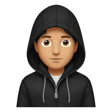 Man in black coat, hood down sticker