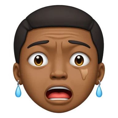 Black person crying with moutj wide open frowning sticker
