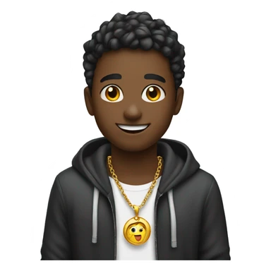 smiling viewer with jewelry left is a boy with a hoodie sticker