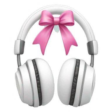 White apple head phones with pink bows in the side sticker