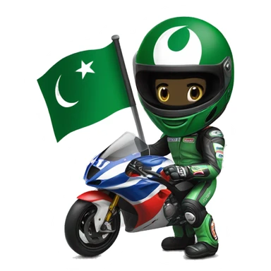 supersport motorcycle guy helmet holding pakistan flag racing motogp sticker