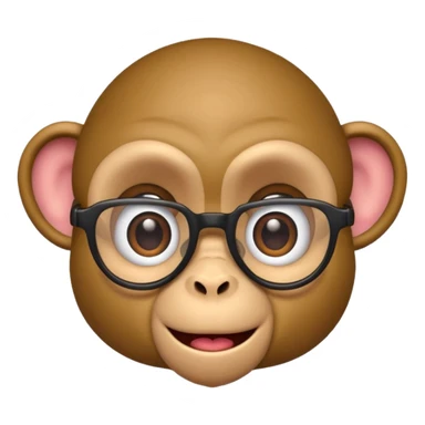 monkey with rolling eyes and wearing nerd glasses, blending features of 🐵🙄🤓 in emoji style sticker