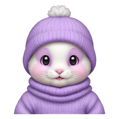 white baby bunny head in a pastel lavender balaclava sticker