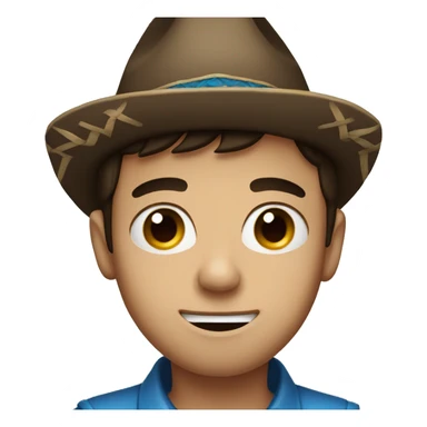 embarrassed boy with blue eyes dark brown hair in sombrero hat sticker