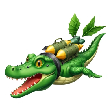 Flying alligator with bombs sticker