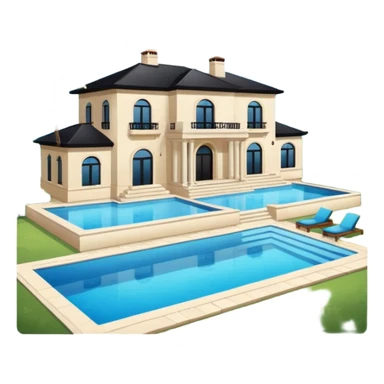 A mansion with a pool sticker