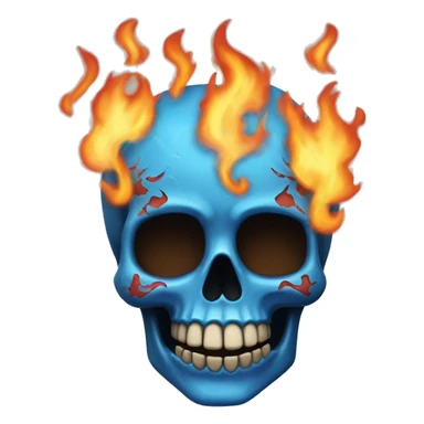 calavera con fuego azul sticker