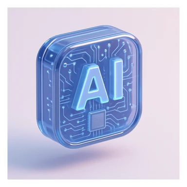 AI icon, futuristic circuit style sticker