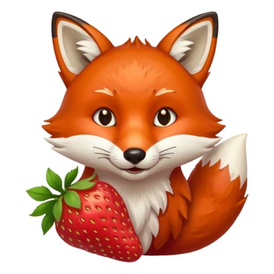 fox eating strawberries sticker