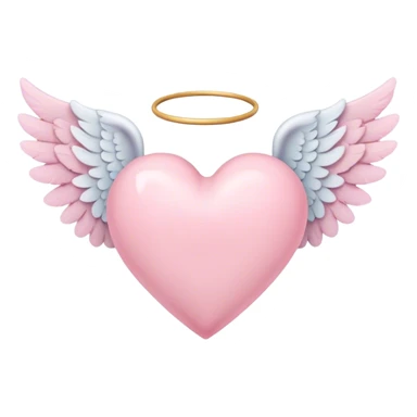 pink pastel heart with angel wings sticker
