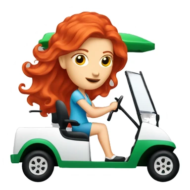 Lady red hair driving golf cart sticker